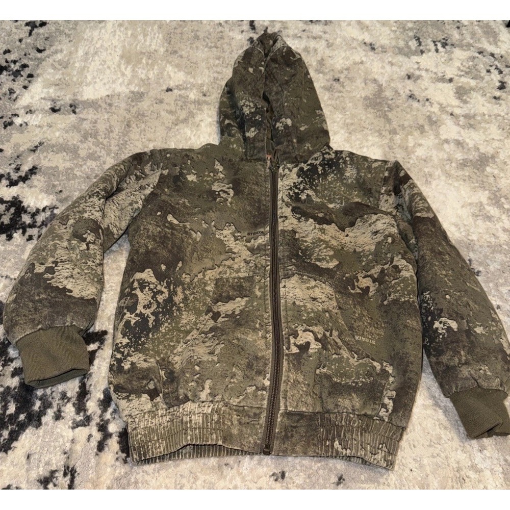 Red Head Silent Hide Strata Youth Camouflage Hooded Hunting Jacket Boys Sz Small